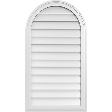 Ekena Millwork Round Top Surface Mount PVC Gable Vent w/ 2"W x 1-1/2"P Brickmould Frame, 22"W x 40"H GVPRT22X4002SN
